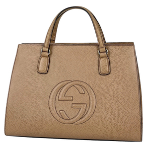 グッチ GUCCI ソーホー ハンドバッグ 2WAY ショルダーバッグ インターロッキングG レザー ブラウン 607721 レディース 【中古】