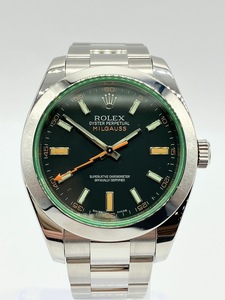 ▼【ITA9K54N2AX4】ROLEX ロレックス ミルガウス 116400GV M番 ブラックダイヤル グリーンガラス 保証書 赤タグ