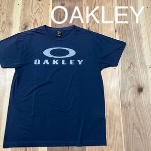 OAKLEY オークリー ドライTシャツ T-shirt TEE ビッグプリント スポーツ ストリート アメカジ ネイビー サイズL 玉mc3083