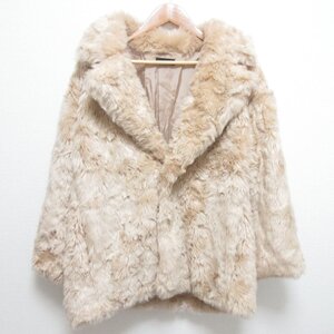 美品 G.V.G.V. ジーヴィージーヴィー FAUX FUR BIG LAPEL SHORT COAT オーバーサイズ エコファーコート GV1431061 サイズ36 ベージュ ◆