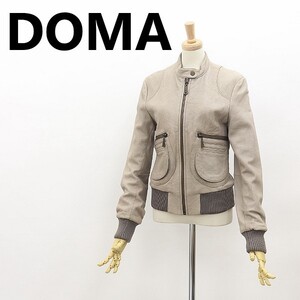 ◆DOMA ドマ 羊革 ラムレザー シングル ジップアップ ライダース ジャケット グレージュ XS