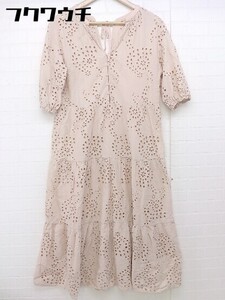 ◇ ◎ w closet ダブルクローゼット ペチコート付き 半袖 ロング ワンピース サイズF ベージュ系 レディース