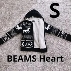 【BEAMS HEART】高級 ウール混 ノルディック柄 クリスマス ブルゾン