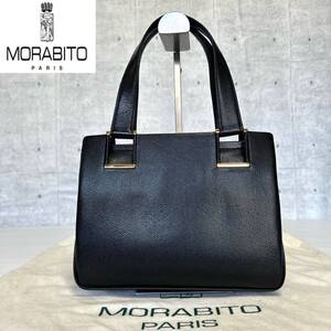 美品 MORABITO BLACK ローザンヌ レザー モラビト ゴールド金具 ブラック 黒 ハンドバッグ トートバッグ ショルダー 