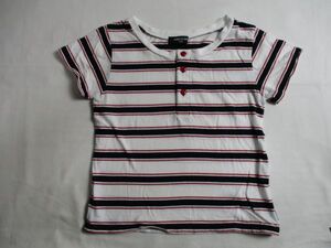 BB438【COMME CA ISM】コムサイズム　ボーダー　半袖　Tシャツ　ポロシャツ　男児　白・黒　110A