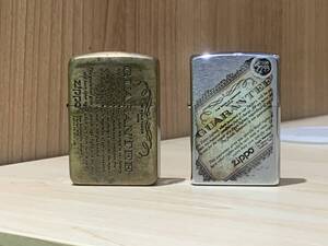 【14033-4】すべて火花◎Zippo ジッポー GUARANTEE ギャランティ 2点セット/2007年 2018年 アンティーク系 シルバー系 /喫煙具☆彡