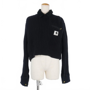 サカイ sacai × カーハート CARHARTT WIP Detroit Ribbed Sweater 襟付きニット セーター 1 黒 ブラック 23-06743 レディース