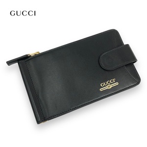 【ITFUTQD8CFZQ】未使用級 GUCCI グッチ マネークリップ 小銭入れ付き ショッパー 二つ折り財布 573117