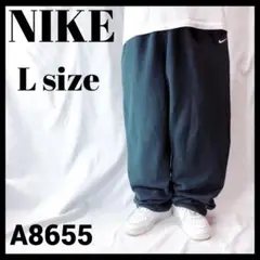 00s NIKE ナイキ 極太 スウェットパンツ 裾文字ロゴ 黒 ブラック L