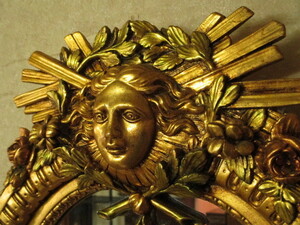 即決【最高級スペイン製】壁掛けミラー ビンセンツォ・ファンセリ鏡ゴールド枠『THE KING LOUIS XIV MIRROR』ロココ西洋フランス王ルイ14世
