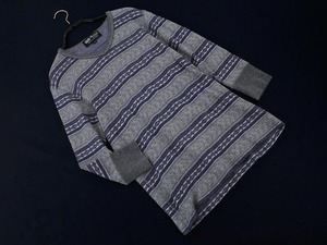 BEAMS HEART ビームスハート Vネック 総柄 カットソー sizeS/グレーｘ紺 ◇■ ☆ ekb4 メンズ