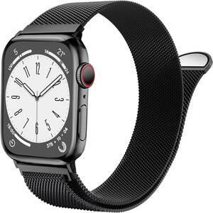 FEEKI コンパチブル Apple Watch ベルト 長さ調節 通気 メッシュ ベルト Apple Watch Series (49/45/44/42mm, ブラック) I103