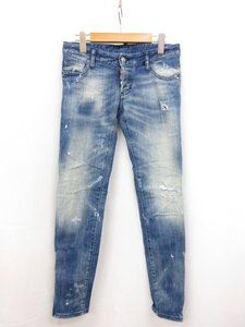 超美品【Dsquared2 ディースクエアード】72LA058830342 ダメージ加工 デニム ジーンズ (レディース) 40 インディゴ系 伊製□35LP2492