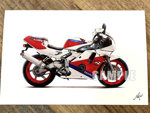 HONDA CBR250RR MC22 バイクイラスト ハガキサイズ プリント №2