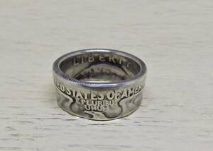 12号サイズ　　新品　未使用　 コインリング　25セント銀貨使用　 （10556）送料無料 本物のコインで制作した手作り銀の指輪