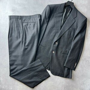 極美品 LANVIN COLLECTION ランバン コレクション / カシミヤ混 2B シングル スーツ 上下 セットアップ / メンズ R52 (L) / グレー 無地