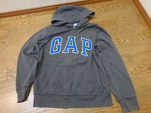 n410y　GAP　160サイズ　XXL　パーカー　グレー　上着　ジャンパー　ジップアップ　男の子　子ども　子供　中古　(24-930-2)