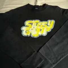 “90sグラフィック” old stussy ロンT USA製 紺タグ 黒 M