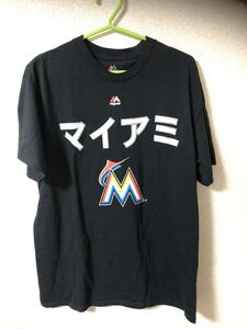 マジェスティック製マイアミマーリンズイチロー片仮名Tシャツ