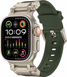 [GLILAVOX] Apple Watch バンド Compatible with ultra2/ultra 49mm Series 9/8/7/SE2/SE/6/5/4/3/2/1 45/44/42mm ミリタリーグリーン