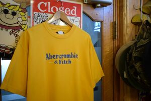 グッドプリント90sビンテージAbercrombie&Fitchアバクロンビーアンドフィッチ半袖両面プリントTシャツL黄アメカジストリートh24511