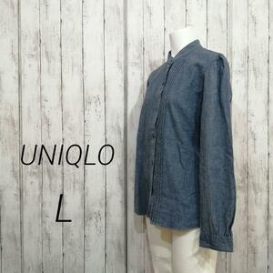 UNIQLO オールド ユニクロ レディース ノーカラー シャツ 長袖 L