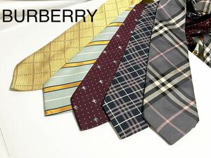 ○ バーバリー Burberry ネクタイ 5本セット まとめ ノバチェック チェック ホースマーク 送料185円〜（追跡付）　ブランドネクタイ