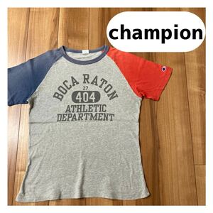 Champion チャンピオン 復刻 トリコタグ Tシャツ 半袖 ビッグロゴ アーチロゴ ラグラン サイズM 玉mc1610