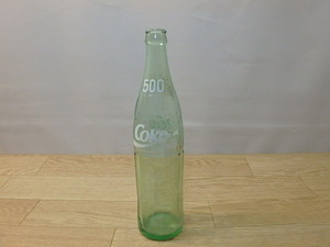 s106h Coke コーク コカコーラ 空瓶 ビン 緑グリーン 雑貨 500ml レトロ Coca cola インテリア 気泡 87 21 YG 古い 当時物 ジャンク