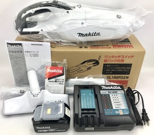 新品 マキタ 充電式クリーナ CL182FDZW 本体 + バッテリ BL1860B + 充電器 DC18RF ( 18V 雪マーク付きバッテリ 6.0Ah 紙パック式 未使用