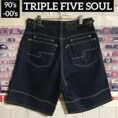 90s-00s TRIPLE FIVE SOULバギーデニムショーツハーフパンツ