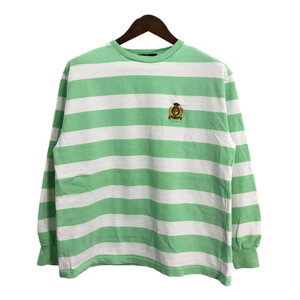 90年代 USA製 RALPH LAUREN ラルフローレン 長袖Ｔシャツ ボーダー グリーン (メンズ L) 中古 古着 R2973