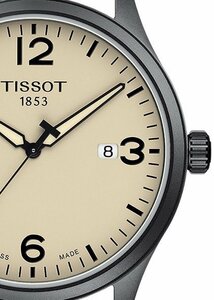 9万新品◆TISSOT ティソ◆Gent XL ステンレススティール ベージュ盤×茶レザーストラップ スイス製 腕時計 1円