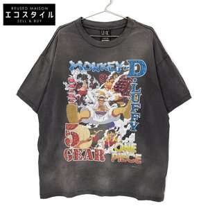 SAINT MICHAEL セントマイケル ×ONE PIECE 23AW ブラック SS T-SHIRT/LUFFY グレー XL トップス コットン メンズ 中古