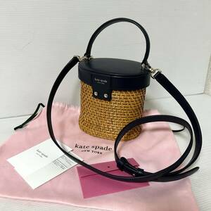 【新品同様/収納袋付】kate spade ケイト・スペード　ショルダーバッグ かごバッグ バニティバッグ　2way ネイビー　＊70