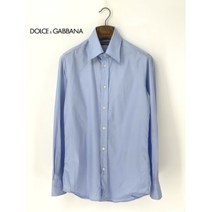 A9716/春夏 DOLCE&GABBANA ドルチェアンドガッバーナ コットン 長袖 ドレス カッター YシャツL程 40/15 3/4 水色 メンズ スーツ用 ビジネス