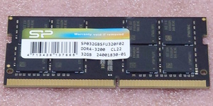 ＃SiliconPower SP032GBSFU320F02 *PC4-25600/DDR4-3200 Samsungチップ 260Pin DDR4 S.O.DIMM 32GB 動作品