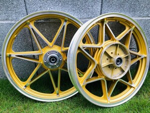 美品 GS400 JYS セブンスターキャストホイール 前後セット 1.85×18 2.15×18 激レア 歪み無 GT380 GSX400E