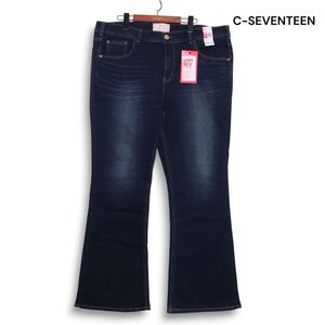 【新品】 C-SEVENTEEN シーセブンティーン 加工 ストレッチ ブーツカット デニム パンツ Sz.38　レディース 大きいサイズ　K4B00809_9#Q