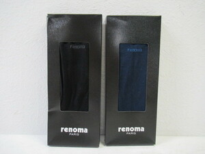 ◆7.renoma PARIS レノマ 靴下 ソックス メンズ 25㎝ ブラック ネイビー 2足 セット/未使用品