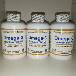 【3個セット】オメガ3 プレミアムフィッシュオイル DHA EPA 100粒 California Gold Nutrition【新品・送料込】