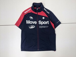 3． デサント DESCENTE MOVE SPORTS ドライトランスファー トレーニング 半袖ジャケット DAT-1305 メンズMネイビー赤白 x510