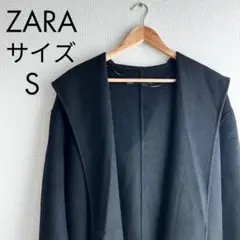 ZARA ガウンコート ノーカラーコート ロング ロングコート ブラック