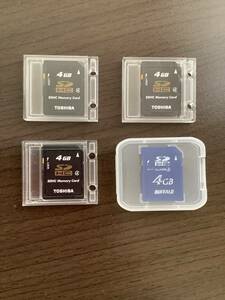 USED SDカード　4GB　TOSHIBA BUFFALO 東芝　バッファロー　4枚