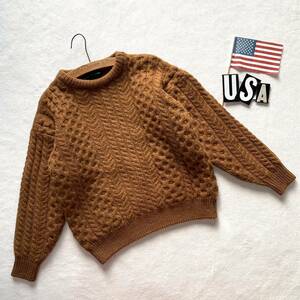 【雰囲気抜群】ROSMUC KNITWEARビンテージケーブルニットセーターウールニットアイルランド製USAアメリカ米国オールド古着ヴィンテージ