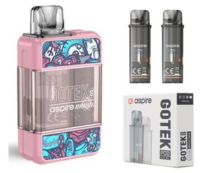 新品 Aspire GoTek S Pod ピンク ＋交換用ポッドカートリッジ1箱セット アスパイア ゴーテックS 電子タバコ Vape ベイプ 正規品 保証あり