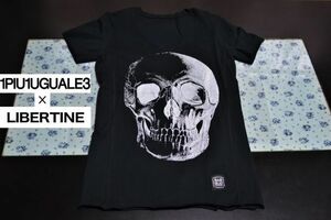 1piu1uguale3 × Libertine ウノピゥウノウグァーレトレ × リバティーン V neck T-shirt スカル Vネック 半袖Tシャツ XS 未着用