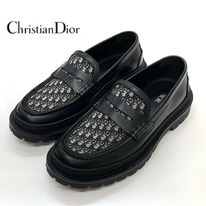 6490 クリスチャンディオール DIOR EXPLORER レザー オブリーク ローファー ブラック