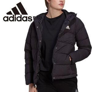 ★アディダス adidas 定価19800円 新品 レディース 保温 暖かい 撥水 フード付き ダウン ジャケット アウター 黒 [HG8747-L] 二 弐★QWER★