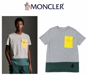 12万新品本物◆モンクレールジーニアス◆L◆JW ANDERSON 1 MONCLER パッチワーク×ステッチコットンTシャツ 男女兼用 灰 1円